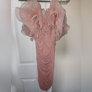 Elegant Pink Ruffled Dress